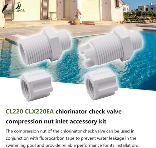 Vista 5 de CL220 CLX220EA Kit de montaje de entrada de tuerca de compresión de válvula de retención de clorador para alimentador 1/4 "reemplazo tuerca