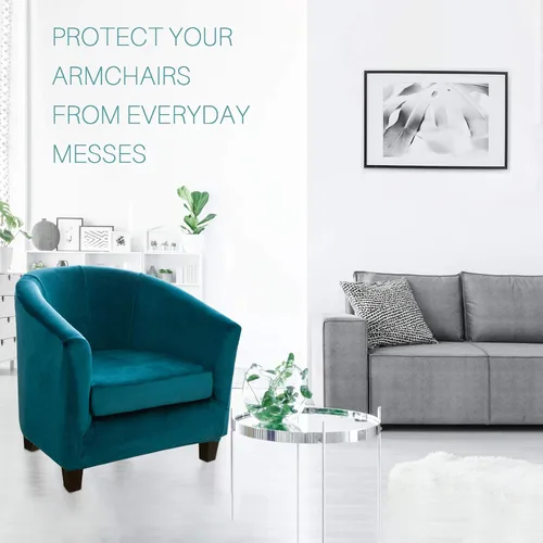 Vista 2 de ele ELEOPTION Funda de terciopelo para silla de club, 2 piezas, funda protectora de muebles con parte inferior elástica, funda de sofá súper suave 01