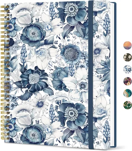 Vista 18 de Taja Diario Grande con Líneas en Espiral para Mujeres, Cuadernos de 8.5" x 11" para Trabajo con Rayado Universitario, Cuadernos A4 Estéticos Bonitos