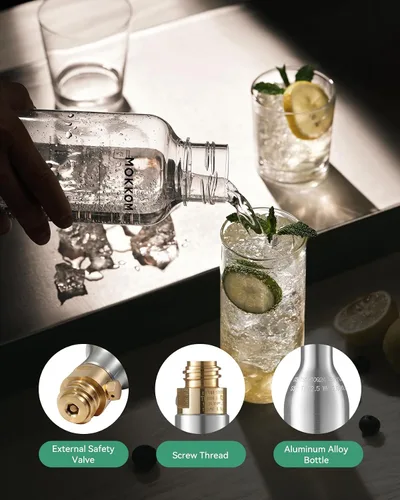 Vista 4 de MOKKOM Cilindro de CO2 para fabricante de refrescos, recipiente de intercambio de CO2, estilo roscado, compatible con todos los fabricantes de agua