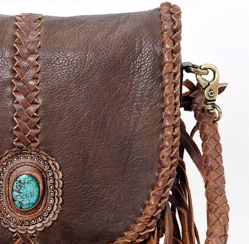 Vista 3 de American Darling ADBGM262A Messenger Bolso de cuero genuino para mujer, bolso occidental, Marrón