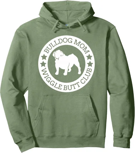Vista 8 de Bulldog Inglés Mom Wiggle Butt Club Camiseta para mujer Sudadera con capucha Gris asfalto