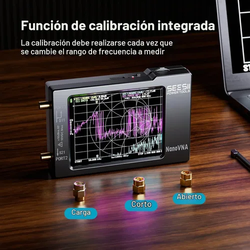 Vista 8 de SEESII Analizador de red vectorial y antena NanoVNA-H 10KHz-1.5GHz con estuche protector EVA de 2.8", impermeable y resistente a golpes, mide