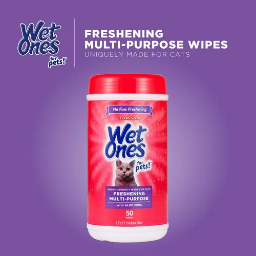 Vista 7 de Wet Ones Toallitas refrescantes para gatos con aloe vera, frescas