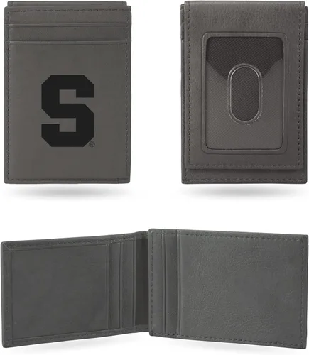 Vista 11 de Rico Industries NCAA - Cartera de bolsillo frontal grabada con láser gris, compacta, cómoda, delgada
