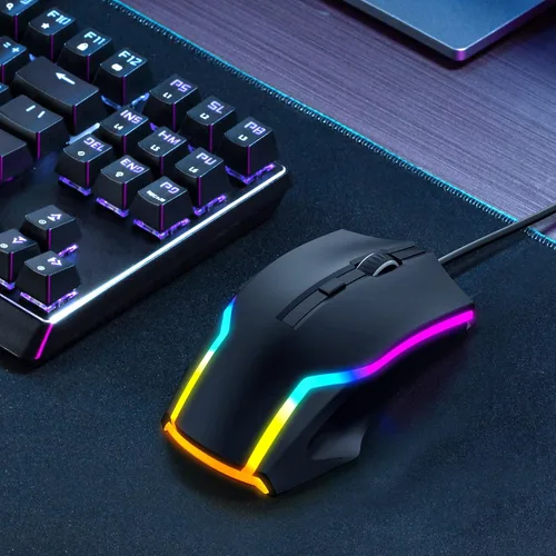 Vista 7 de WEEMSBOX Mouse para juegos con cable ratones de computadora con 7 modos retroiluminados RGB mouse de computadora gamer 8000 DPI ajustables - 6