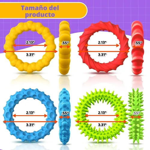 Vista 3 de Juguetes Sensoriales Fidget para Niños y Adultos - Paquete de 4 Pulseras Fidget Elásticas Juguetes Sensoriales de Textura y Calmantes para Autismo