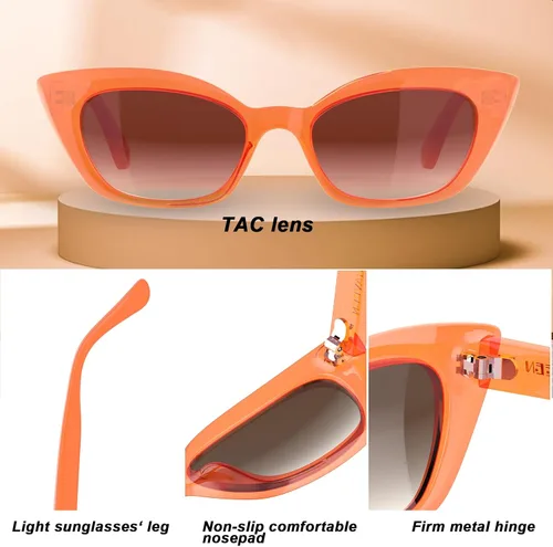 Vista 3 de Saveen Gafas de sol retro de moda TAC ojo de gato para mujer, montura rectangular TR90 gruesa gafas de sol polarizadas protección UV400