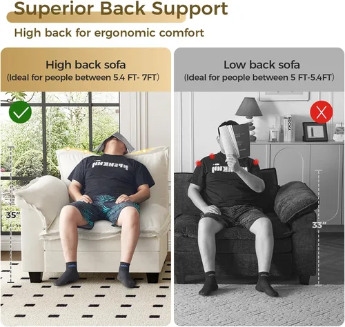 Vista 8 de KKL Sofá Seccional Modular de 89 Pulgadas, Sofá de Amor de 2 Asientos Sofá Nube con Asiento Profundo, Sofás Seccionales de Chenilla para Sala