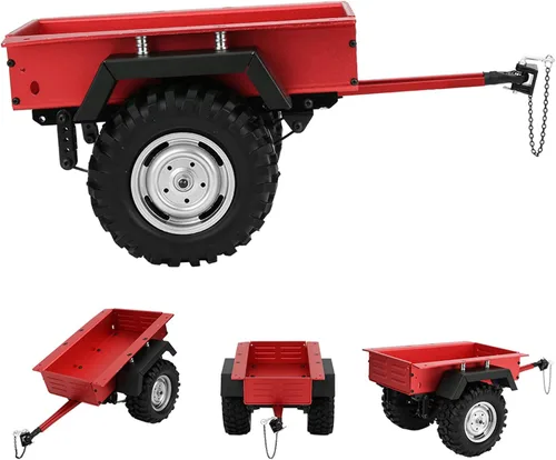 Vista 6 de Escala 1/10 RC Car Hitch Trailer Modelo de aleación de aluminio Juguete para niños Ajuste para RC Car (rojo)