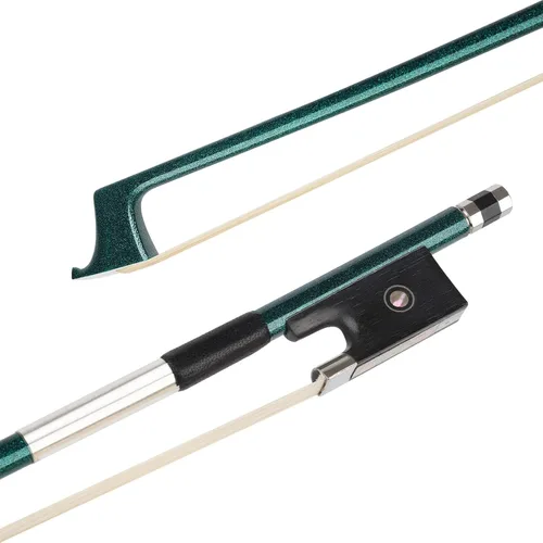 Vista 10 de LIEKE Arco de violín de fibra de carbono tamaño 1/2 arco de violín ligero (tamaño 1/2, verde)