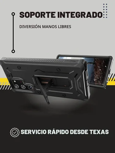 Vista 4 de CaseBorne Diseñada para Samsung Galaxy S22 Ultra 5G Case (2022), cuerpo completo multicapa resistente con soporte [sin pantalla] - Negro carbón