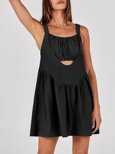 Vista 4 de ANRABESS Vestido corto de verano sin mangas para mujer, brasier integrado y pantalones cortos, casual, para entrenamiento, atletismo, tenis