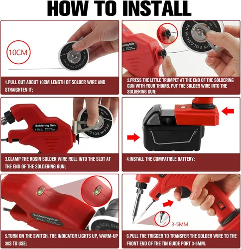 Vista 5 de Soldador inalámbrico para batería Milwaukee de 18 V, pistola de soldadura de 30 W, kit de soldador de precalentamiento rápido de 30 segundos
