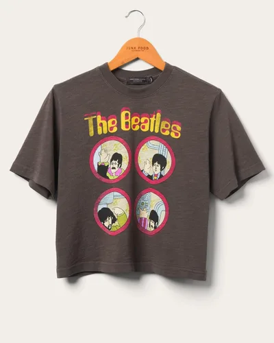 Vista 2 de Camiseta de cuello alto falso de The Beatles Yellow Sub Crop para mujer