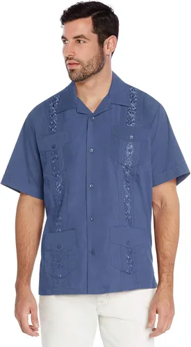 Vista 10 de vkwear Camisa de vestir de manga corta para hombre, estilo guayabera, cubana, playa, boda, informal, para hombre