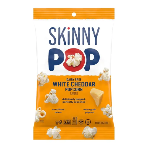 Vista 6 de SkinnyPop Palomitas de maíz, queso cheddar blanco, grano entero, aperitivo sin lácteos, bolsas de 1 oz (12 unidades)