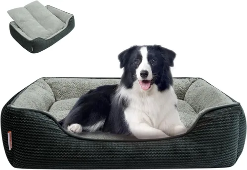 Vista 8 de Miguel Cama lavable para perros y gatos con cojín extraíble para perros medianos y pequeños, sofá cama para mascotas fácil de lavar con cojín Negro