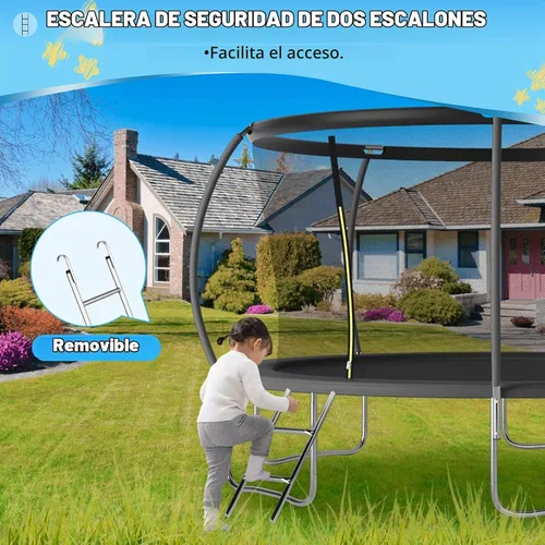 Vista 7 de Trampoline with Net 10FT 12FT 14FT ASTM Approved 500LBS Negro-3