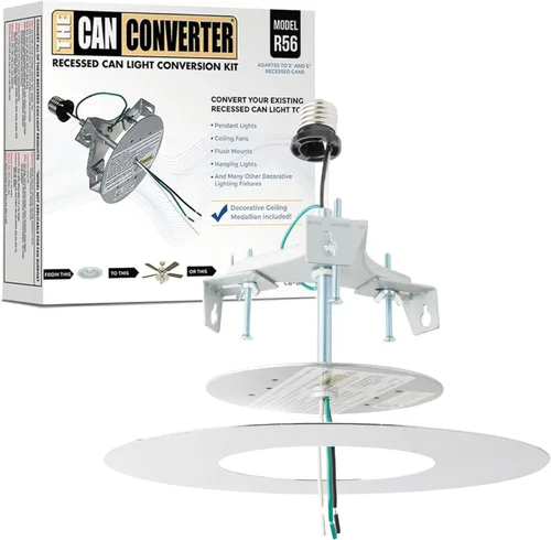 Vista 9 de The Can Converter R56 - Kit de conversión de luz empotrada para lata con medallón de techo plano de 7 pulgadas, mejoras para el hogar para latas