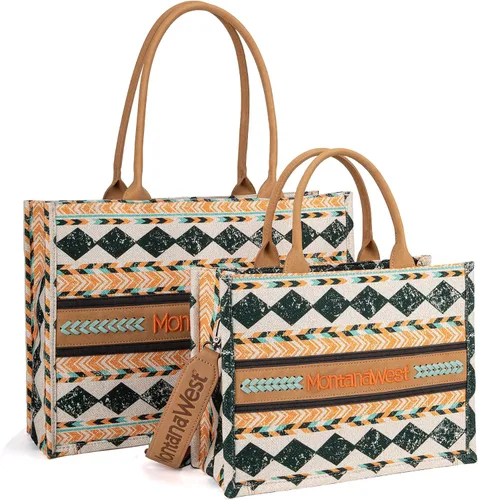 Vista 6 de Montana West Bolsa tipo tote brillante, con asa superior, con estampado de cachemira