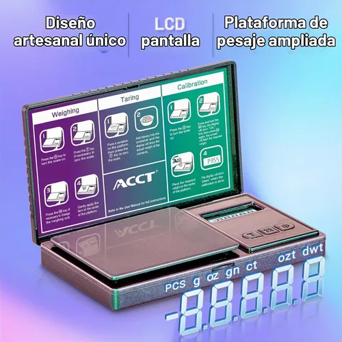 Vista 2 de Báscula digital de bolsillo, 17.64 oz por 0.00 oz, báscula de precisión de gramos con función de escala de tara, 6 unidades, báscula pequeña de Verde