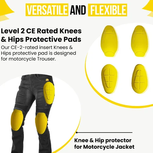 Vista 6 de Paquete de 4 almohadillas de armadura con certificación CE Nivel 2, protectores de rodilla y cadera aprobados para mujeres y hombres, pantalones