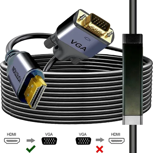 Vista 2 de Cable HDMI a VGA de 75 pies con IC, HDMI a VGA chapado en oro compatible para computadora, computadora de escritorio, laptop, PC, monitor