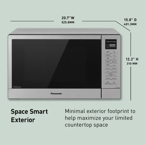 Vista 2 de Panasonic NN-SN68KS - Horno microondas compacto con potencia de 1200 W, sensor de cocción, botón de palomitas de maíz, descongelación rápida de 30