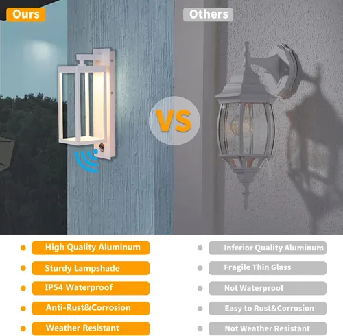Vista 4 de Lámpara de pared LED con sensor de movimiento para exteriores, resistente al agua, lámpara exterior de aluminio para porche, patio, entrada, puerta