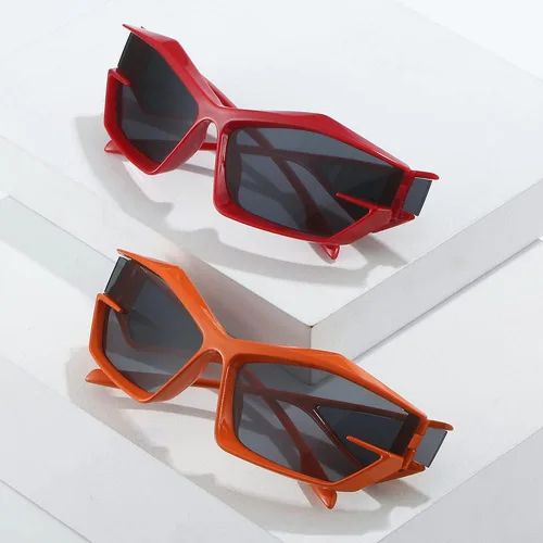Vista 6 de Cool Futuristic Y2K - Gafas de sol para hombres y mujeres, deportes envolventes alrededor del escudo de ojo de gato, lentes de sol espaciales