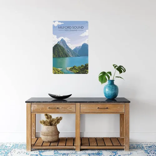 Vista 6 de CXHDSY Milford Sound Signs Posters - Cartel de metal divertido para hombre, cueva, baño, granja, dormitorio, sala de estar, cocina, garaje