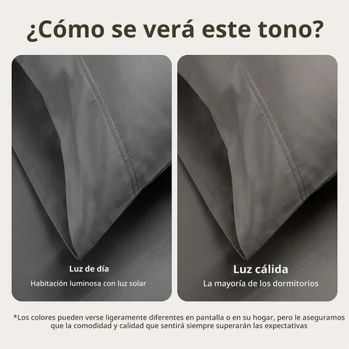 Vista 5 de California Design Den Juego de sábanas de 100% tejido de satén de algodón de 600 hilos, transpirables, suaves, para cama ajustable, gris oscuro 10