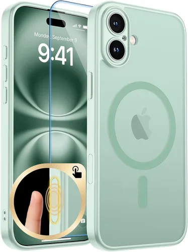 Vista 305 de zapica Funda magnética para iPhone Air, con protector de pantalla de vidrio templado, compatible con MagSafe, translúcida mate, a prueba de golpes