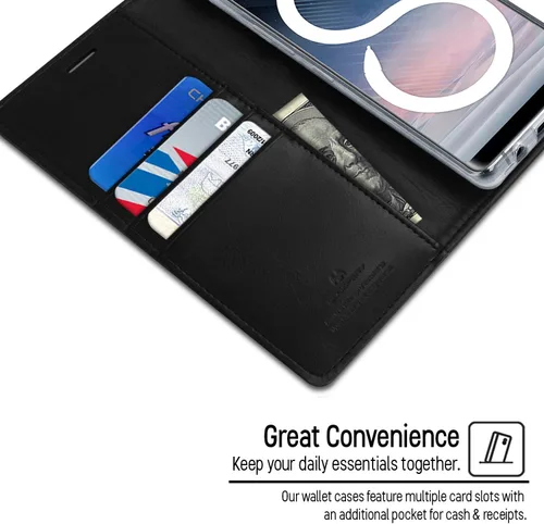 Vista 4 de GOOSPERY Blue Moon Wallet para Samsung Galaxy Note 8 Case (2017) Funda de cuero con tapa (Negro)