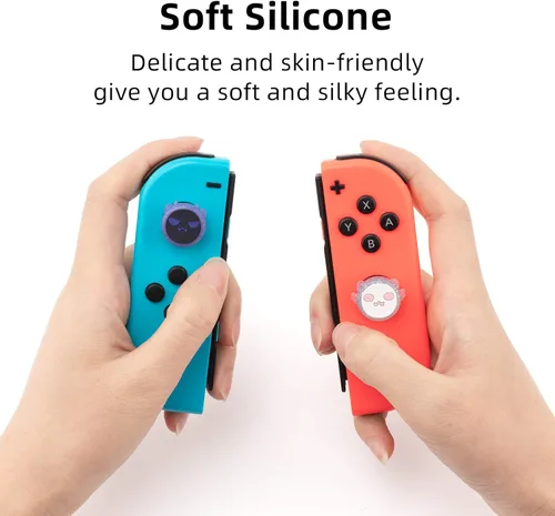 Vista 2 de GeekShare 4 tapas de agarre para el pulgar de Halloween de fantasma funda de silicona suave compatible con Nintendo Switch OLED y Switch Lite