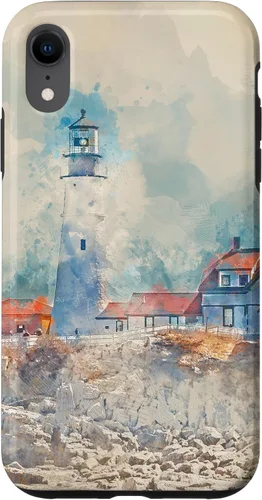 Vista 24 de iPhone 16 Artistic Lighthouse Painting Case