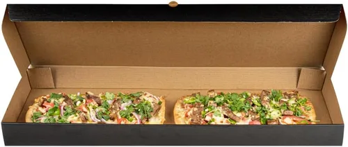 Vista 152 de Restaurantware - Cajas para pizza, 50 unidades, 14 x 7 x 1.5 pulgadas, embalaje de papel de cartón corrugado con bloqueo de pestañas, resistente a