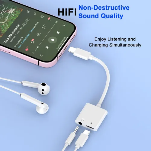 Vista 5 de [Certificado MFi de Apple] Adaptador de auriculares USB-C a 0.1 in