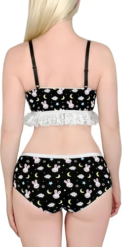 Vista 3 de Littleforbig Lacy Trim Women Nightwear Strap Sleepwear Cami Top Shorts Lingerie Bralette Loungewear Set - Snuggle Bunny