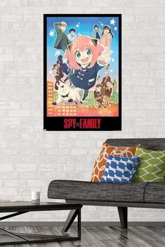 Vista 2 de Trends International Spy x Family - Póster de pared Anya Key Art, 22.37 x 34.00 pulgadas, paquete de póster y montaje