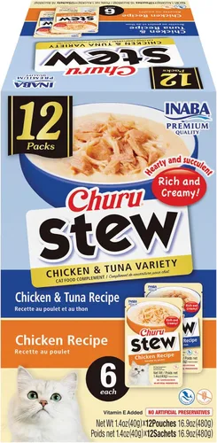 Vista 12 de INABA Churu - Guiso para gatos mayores de 10 años, bolsita de guarnición, 1.4 onzas por bolsita, 12 bolsitas en total, receta de pollo