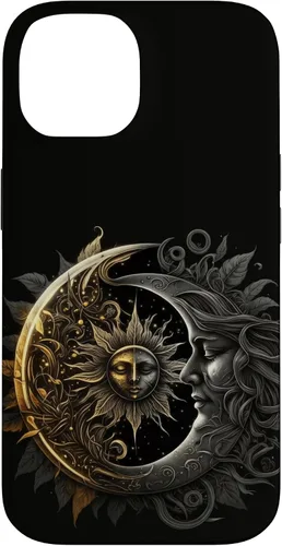 Vista 4 de Moon And Sun Celestial Yin And Yang Leaves Case for iPhone 16