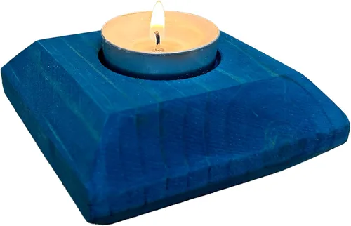 Vista 25 de Portavelas de madera para velas de té, 3.5 pulgadas, decoración del hogar de mesa (vela no incluida) (1, azul, barco)