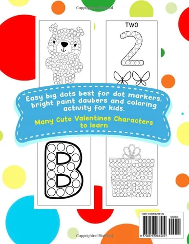 Vista 2 de Cute Dot Markers Activities Book 50+ Big Dots For Smart Kids. Include Alphabet, Numbers and Valentines Simbols for Kids Ages 1 -5
