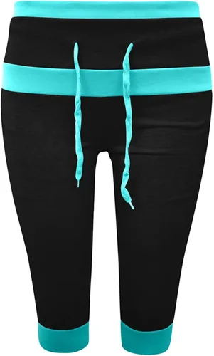 Vista 3 de Ganfancp Capris para mujer, casual, de verano, a la moda, ligeros, elásticos, con cordón, pantalones capri de talla grande