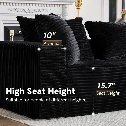 Vista 6 de MODNEST Sofá cama de 9 plazas, sofá modular sin hueso, sofá seccional de nube, sofás seccionales para sala de estar, sofás en forma de U con Negro