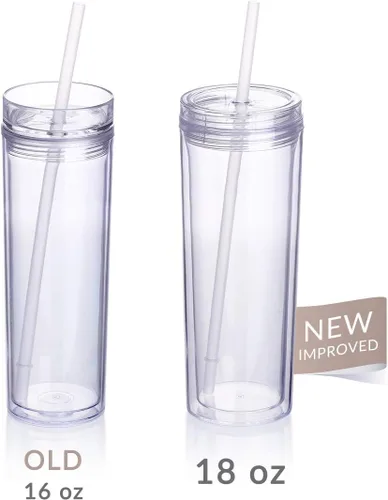 Vista 9 de Cupture Vasos delgados de acrílico con pajitas, 18 onzas, paquete de 8 (transparente)