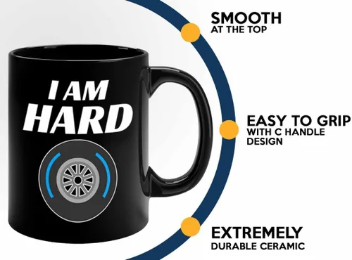 Vista 4 de Taza de café Racer de 11 onzas, color negro, I'm Hard - Fuel Speed Racer Car Guys Circuit Automotive Racing Boy Regalos para él, papá, hombres, novio