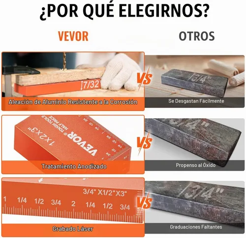 Vista 3 de VEVOR Bloques de configuración Herramientas de carpintería, juego de 16 piezas, juego de bloques de calibre de altura de precisión, con marcas